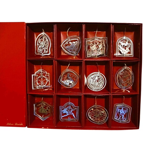 International Silver Company 12 Days of Christmas Ornaments Set Complete w/ Box - Picture 2 of 4